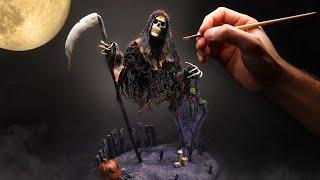 I Made a "Floating" Grim Reaper Diorama! - Polymer Clay Halloween Timelapse Tutorial