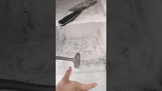 Defrost hard freezer frost with hammer and knife  red freezer ASMR