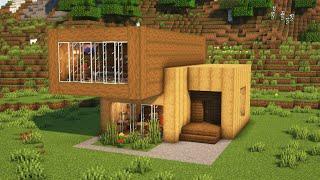 Minecraft: How to build Simple Modern Starter Oak House