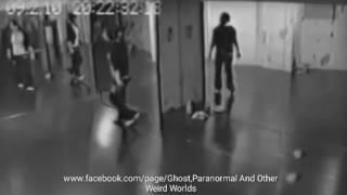 Haunting moment 'ghost' appears in dance studio mirror and slowly turns to face young dancer   Mirro