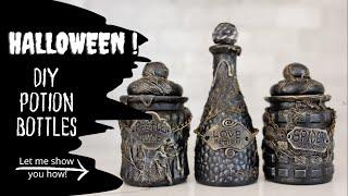 How to create Halloween Spooky Potion Bottles from $1 Dollar Tree bottles