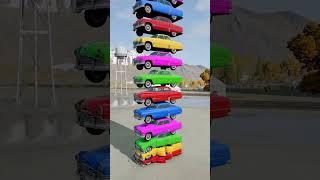 Mixed Rainbow Colour Cars & Buses Fall Crash #8 - BeamNG.Drive