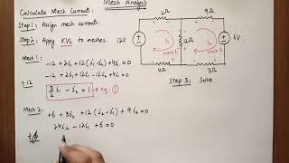 mesh analysis example problem solution easy steps