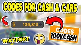 WORKING ALL ROBLOX WAYFORT CODES FOR MONEY & CARS 