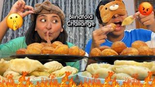 I Secretly CHEATED! Panipuri Vs Momo Challenge (Blindfold Challenge)