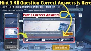Hint 3 Correct Answers | SOLVE THE VERSION 3.9 PUZZLE AND CLAIM TONS OF FREE GIFTS IN PUBG MOBILE