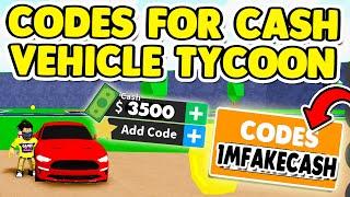 ALL *OP* ROBLOX VEHICLE TYCOON CODES FOR CASH JUNE 2020