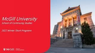 McGill SCS Winter Short Programs 2022 Information Session