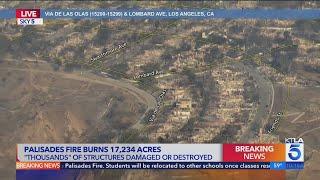 Before and after aerial views show devastation caused by Palisades Fire