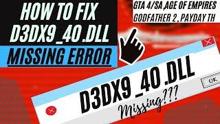 How to fix The program can't start d3dx9_40.dll Missing/ was Not found Error Win 10/11/7 32/64 bit