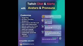 Twitch Chat with Avatars Alerts and Pronouns, Emotes, Typewriter effect for StreamElements and OBS