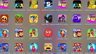 Roblox,Sandbox In Space,Stumble Guys,Sonic CD,Spongeboy Barry's,Minecraft,Brawl Stars,Red Ball 4....