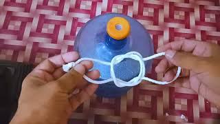 Lift 20kg water bottle easily / bottle sling knot - try knot and craft