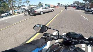 Harley Rider close call with Toyota Camry on Coast Hwy~Encinitas CA