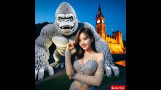 Girl with king kong at night #girls #creative #shorts #yt #amazing #beautiful #cute #aiart #KingKong