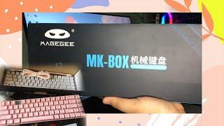 UNBOXING MageGee MK-Box 65% Mechanical Keyboard, Wired Pink Gaming Keyboard Blue Switch Type-C