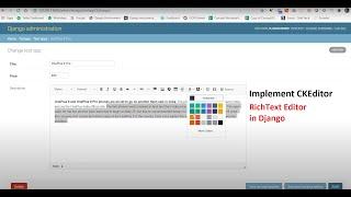 How To Add Rich Text Editor or CKEditor in Django Admin Area [Updated 2020]