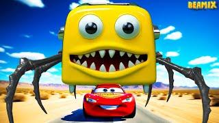 Escape Lightning McQueen From Monsters | Lightning McQueen vs Toaster Eater Monster | BeamNG.Drive
