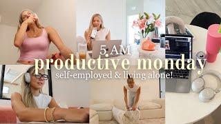 5AM productive morning & day in my life! *self employed* healthy habits,  + getting a NEW couch!