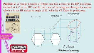 problem no. 2, Projections of planes (Engineering drawing by N. D. Bhatt)