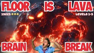 15 Min Floor is Lava Kids Brain Break | Full Lava Monster, King Moltar & Phoenix Adventure