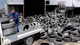 Old Tires and Scrap Metal Recycling Factories  Recycling Process in Korean Factory