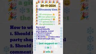 Giveaway timeWe are planning a giveaway️30-11-2024 results️Target 10k subscribers️support & win