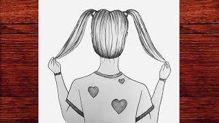 Saçını Tutan Kolay Kız Çizimi - Güzel Bir Kız Çizimi - Cizim Mektebi Drawing ( How to draw a girl )
