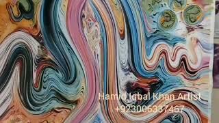 MashaAllah Abstract Modern Calligraphy Painting by Hamid Iqbal Khan : How to use Oil Paints.