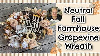 Neutral Fall  Farmhouse Grapevine Wreath || Country Charm by Tracy