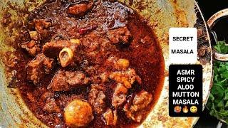 "ASMR Dhaba Style ALOO Mutton Masala Recipe | Spicy Mutton Curry with Secret Masala   #viralvideo