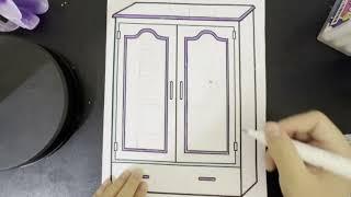 Color the picture of a cabinet