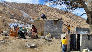 Building a bathhouse by a nomadic family in difficult conditions