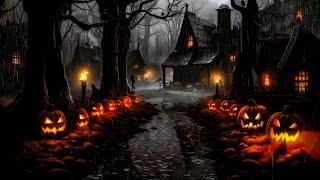 Haunted Village Haloween Ambience with Relaxing Heavy Rain & Thunderstorm Sound, Night Spooky Sound