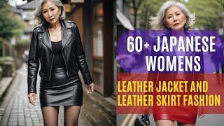 60 Years Old Beautiful Mature Women Leather Jacket And Leather Skirt Fashion