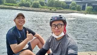 Han River, South Korea with a Laotian friend