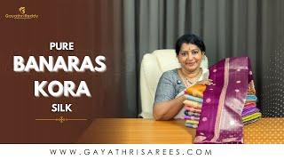 Pure Banaras Kora Silk Sarees. Price Rs.8070/-  | #GayathriReddy |