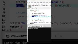 Sum of Two Numbers in C using Scanf | Class 14 #cprogramming #cprogrammingvideo