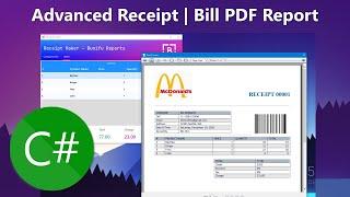 C# Tutorial  - Generate  Advanced Printable Receipt | Bill PDF Report  -  Bunifu Reports