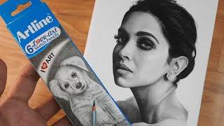 CHALLENGE  - Drawing Deepika Padukone with ARTLINE and Camlin Charcoal pencil