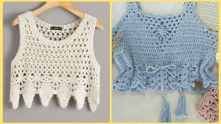 Attractive & Colorful Crochet Handmade Crop tops Patterns Designs - Knitted Sexy Tops for Girls