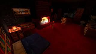 Minecraft Relaxing Fireplace and Rainy Storm Ambience with Music