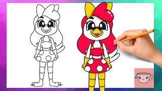 How To Draw Mrs. Clucky from Clucky's Logic | Gametoons | Easy Drawing Tutorial