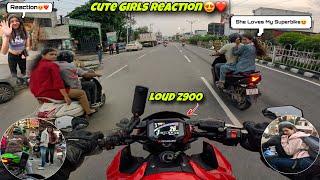 Cute Girls Reaction on Loud Kawasaki z900  | Public Reaction on Kawasaki z900