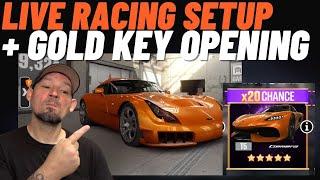 CSR2 TVR Sagaris Live racing setup,  & gold crate gemera opening