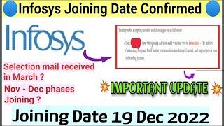 Infosys Onboarding Date released Finally 19 Dec 2022 l Joining date confirmed for 2020 -2022 Batch