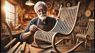 Aged 75 Still Crafting Veteran Woodworker Creates One-of-a-Kind Rocking Chair from Thin Wooden Slats