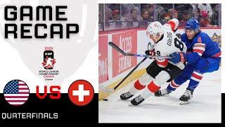 USA vs SWITZERLAND QUARTERFINALS HIGHLIGHTS | 2025 IIHF World Junior Championship