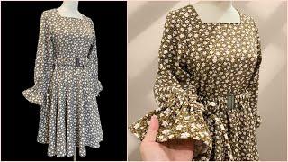  How to sew a beautiful autumn dress  long sleeve dress cutting and sewing