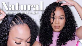 NO LEAVE OUT V PART WIG INSTALL | Crotchet Method (NO Lace, NO Glue)